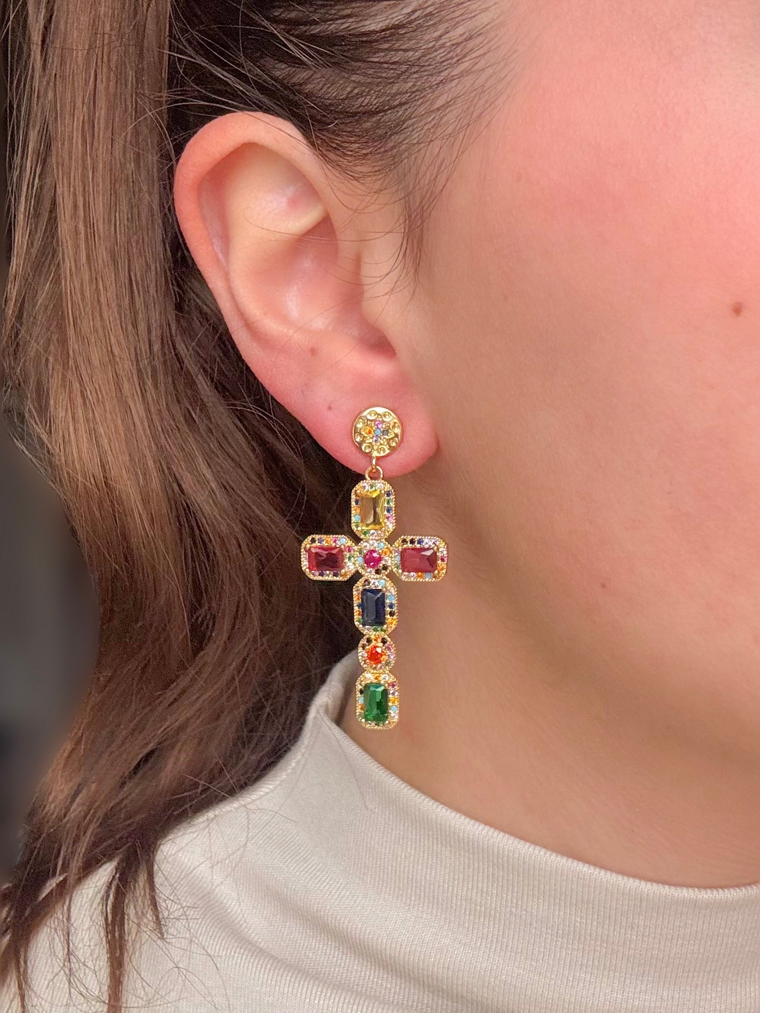 Querida - Boucles Pendantes Croix