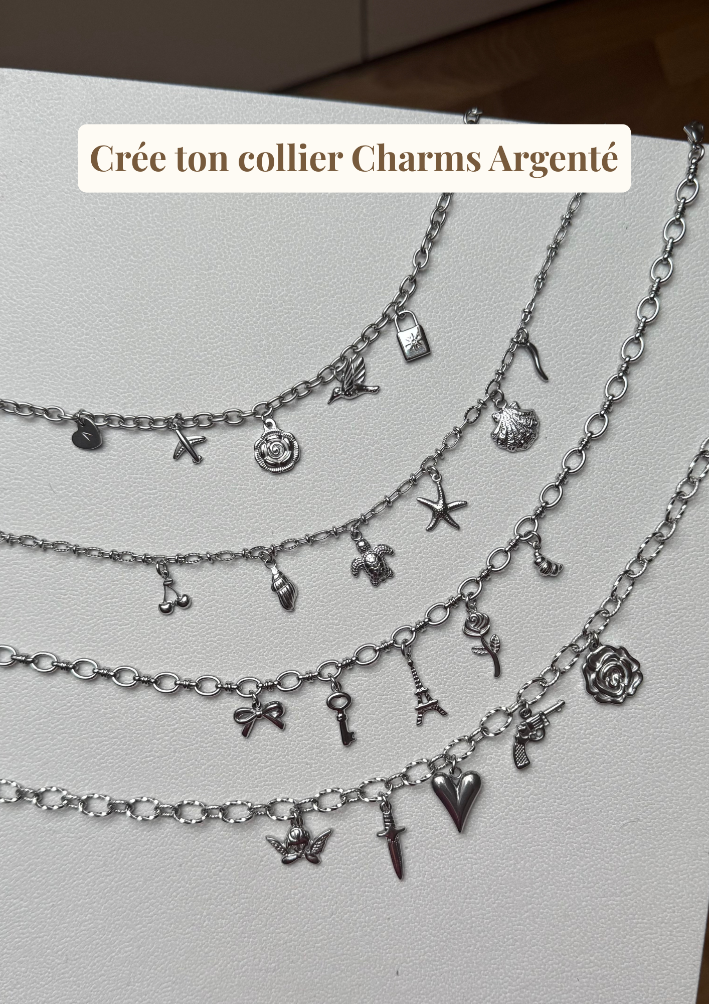 Collier Charms Personnalisable Argenté
