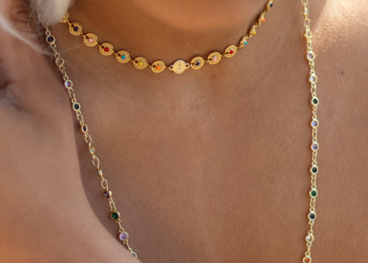 Soléa - Collier Ras de Cou Doré ou Multicolore