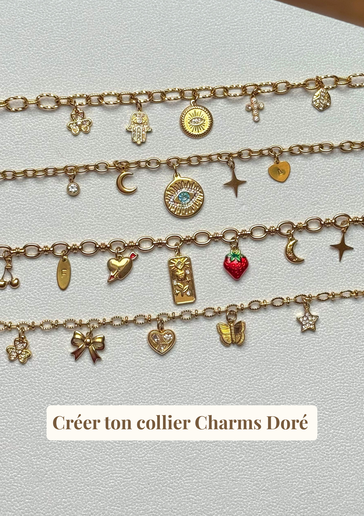 Collier Charms Personnalisable Doré