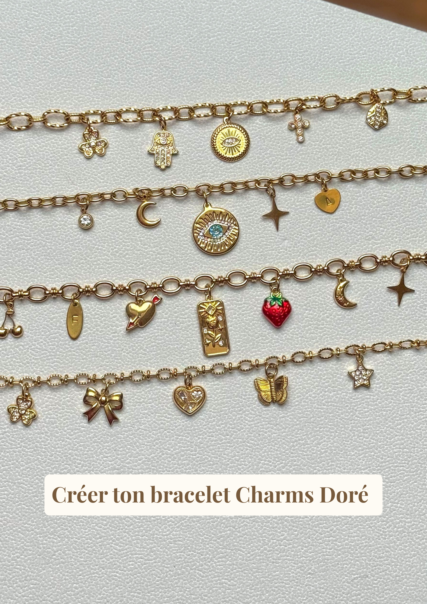 Bracelet Charms Personnalisable Doré