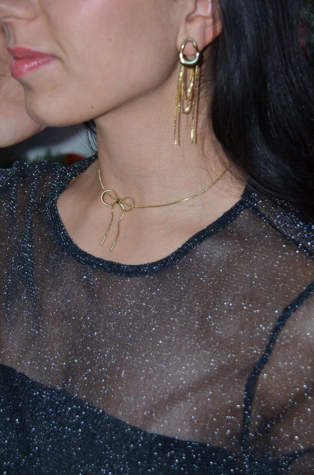 Santa - Collier Noeud Doré et Argenté