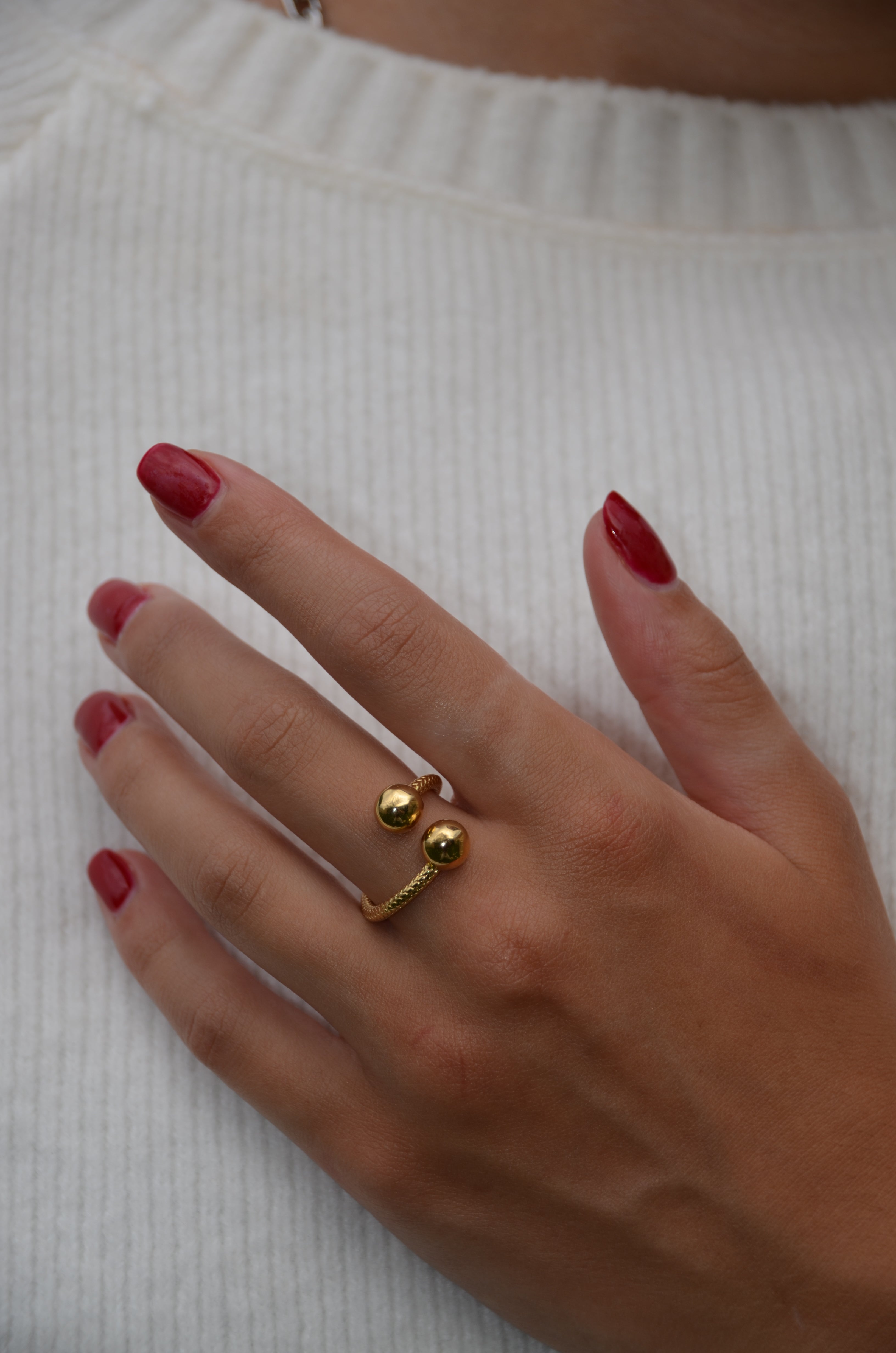 Eclipse - Bague double sphère et texturée
