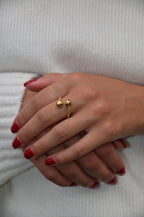 Eclipse - Bague double sphère et texturée