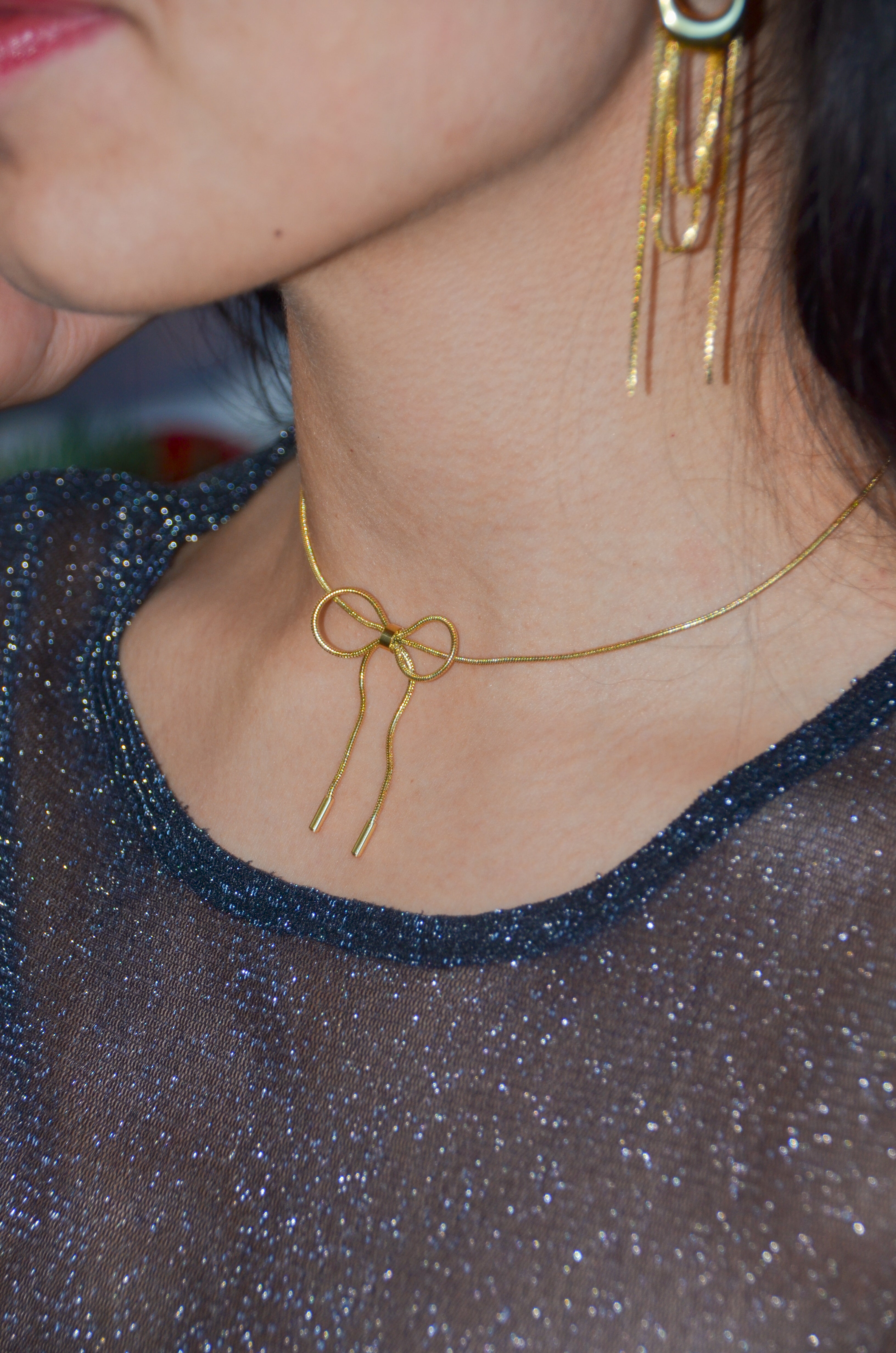 Santa - Collier Noeud Doré et Argenté