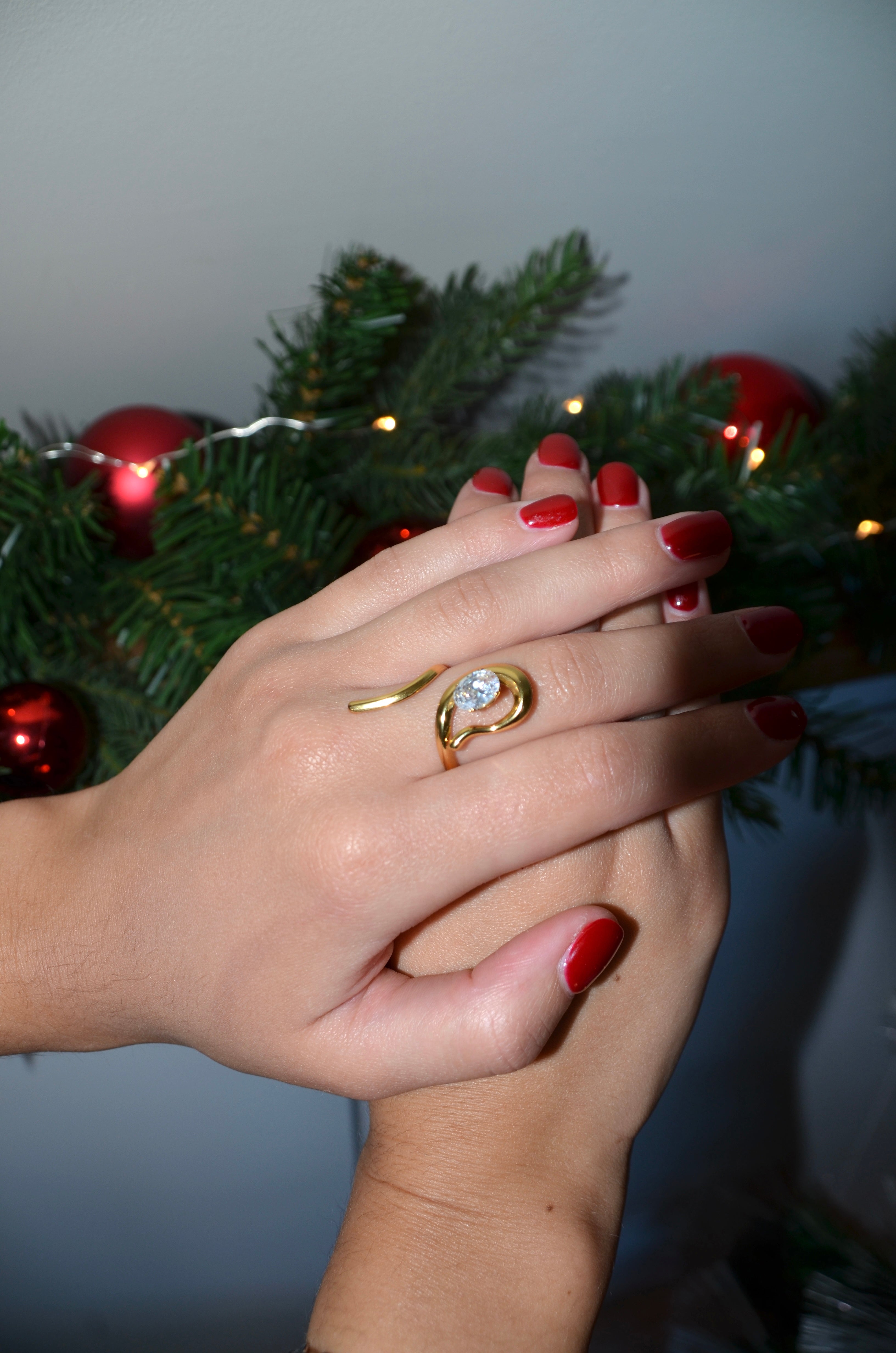 Luna - Bague Strass Doré