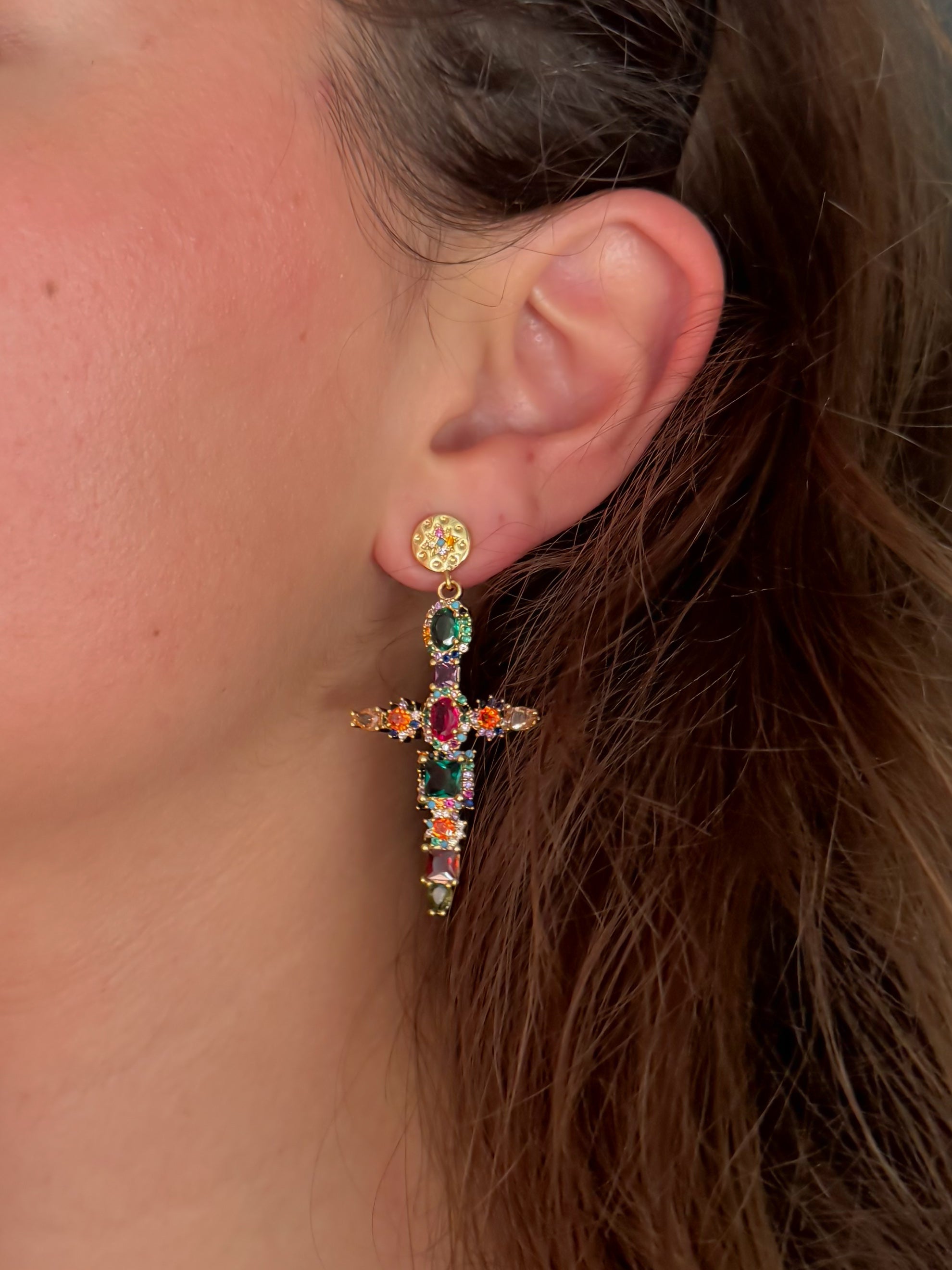 Santísima - Boucles Croix Colorées