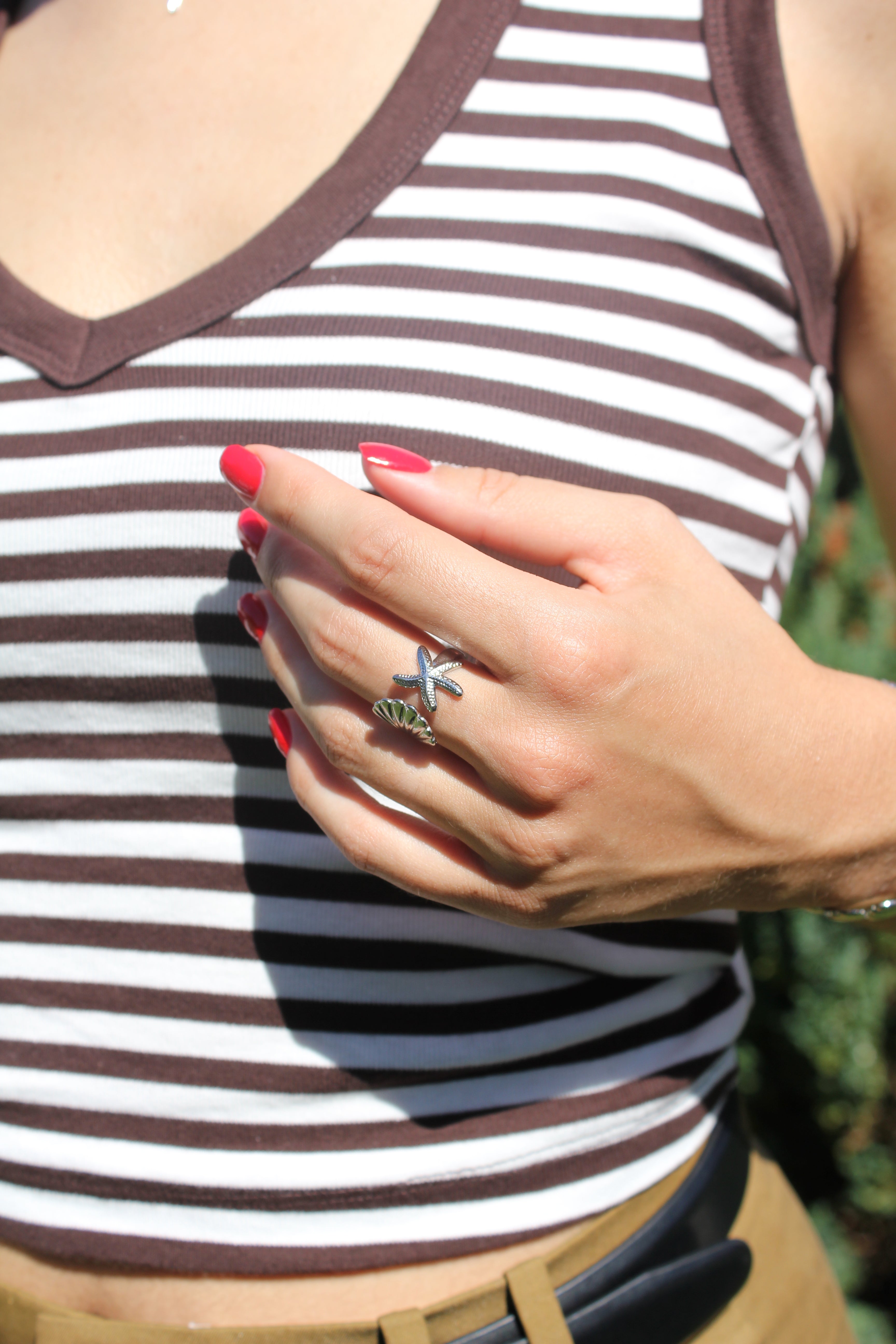 Aria - Bague Argentée Étoile de Mer & Coquillage