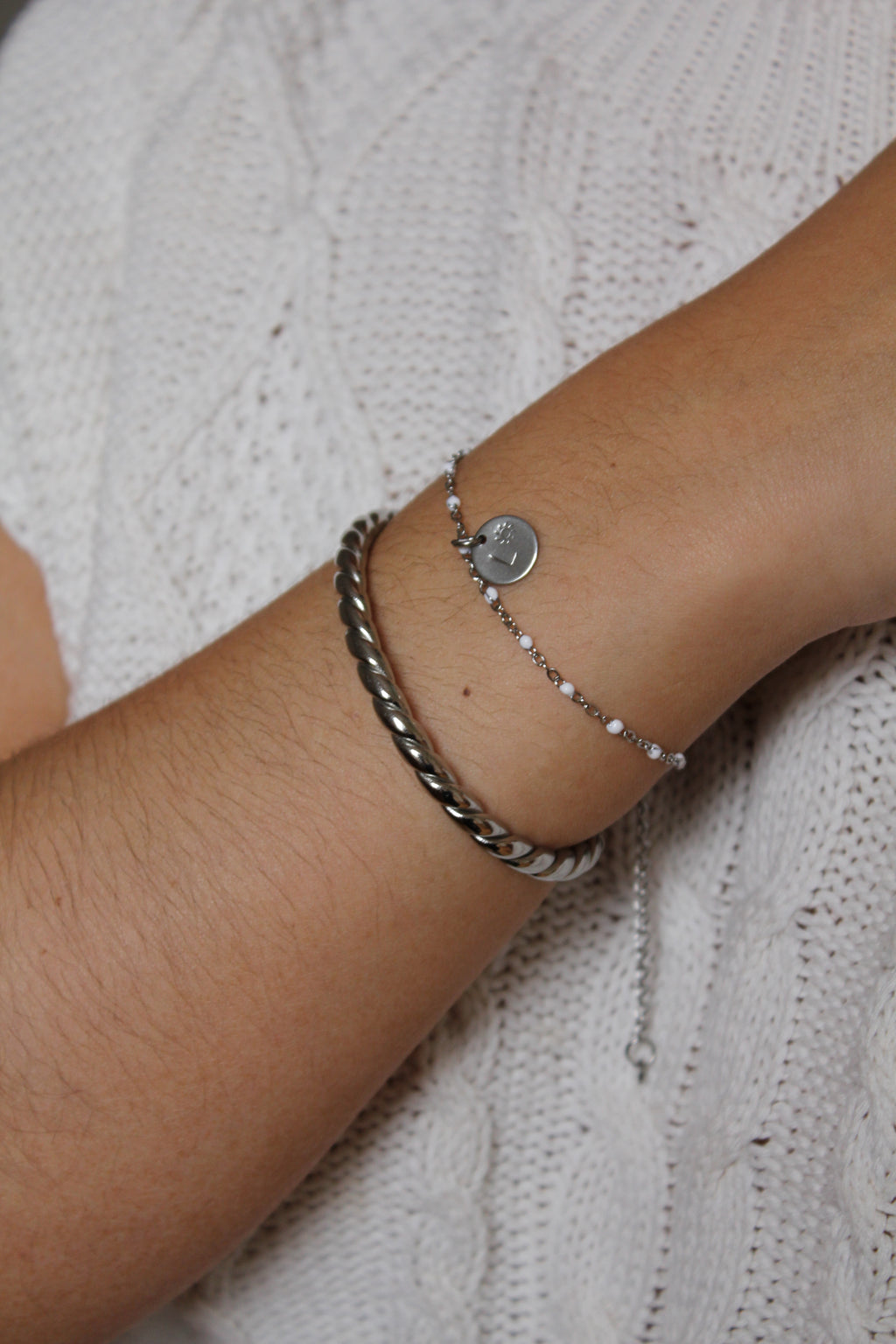 Laguna - Bracelet Personnalisable - Blanc et Argenté