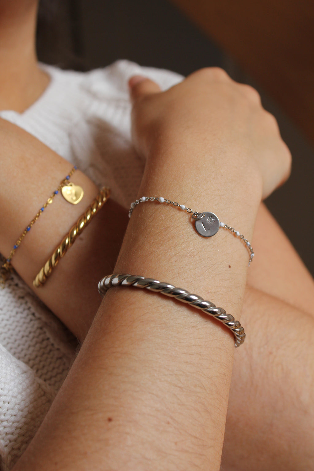 Laguna - Bracelet Personnalisable - Blanc et Argenté
