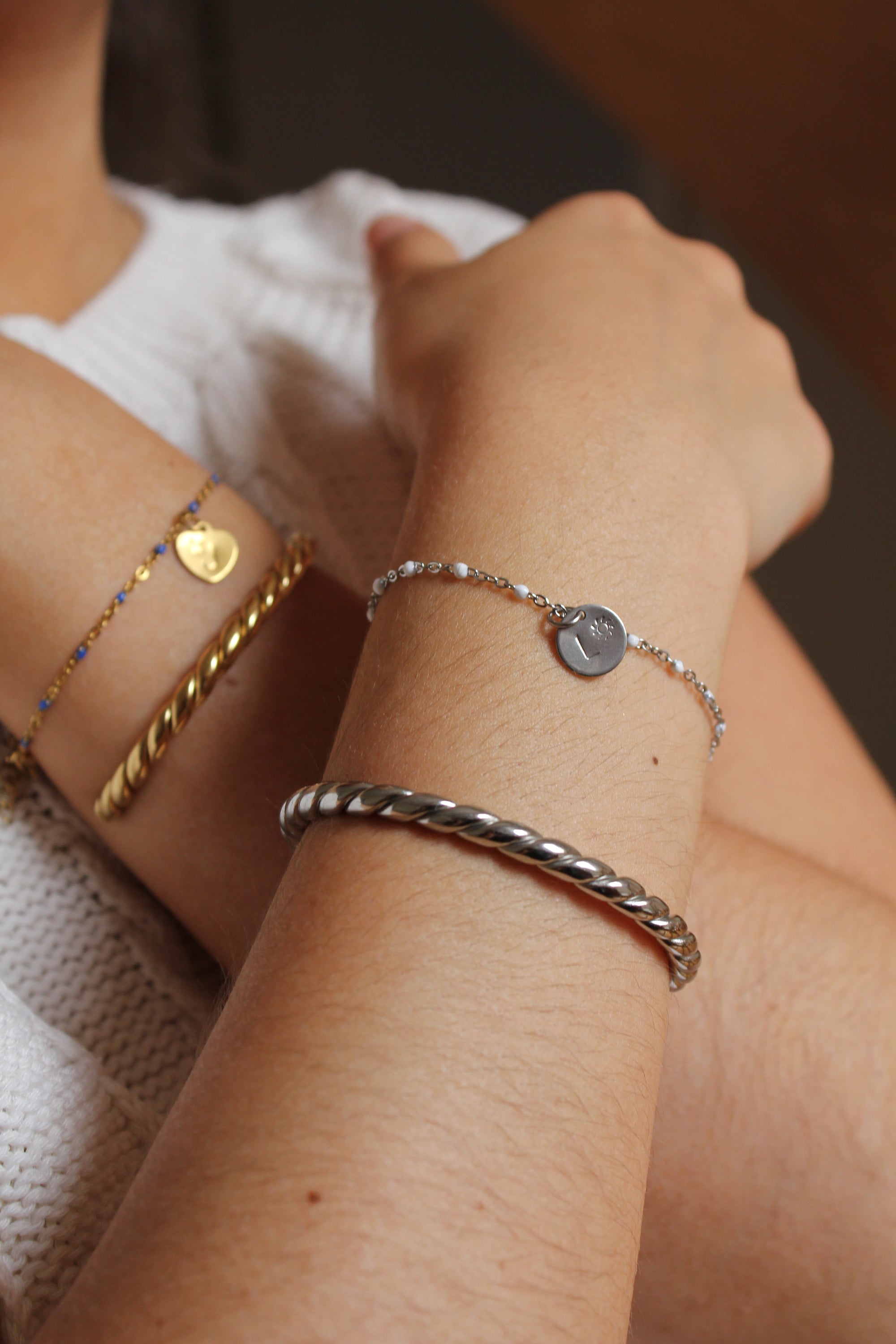 Laguna - Bracelet Personnalisable - Blanc et Argenté